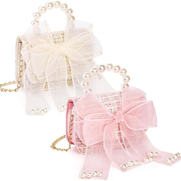 2 Pack Purse for Little Girls, Mini Toddler Crossbody Purse with Bowknot, Cute F - Picture 1 of 9
